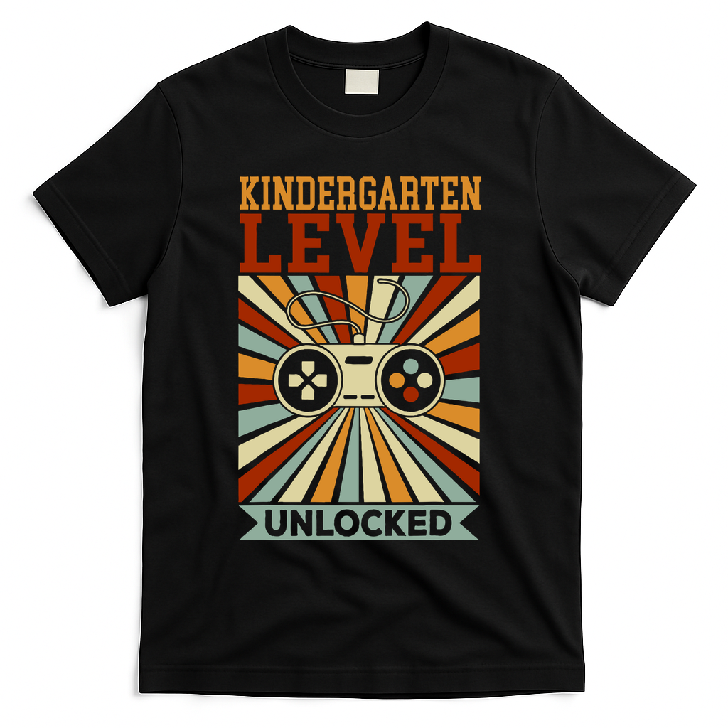 Back To School Kindergarten Level Unlocked T-Shirt - Black