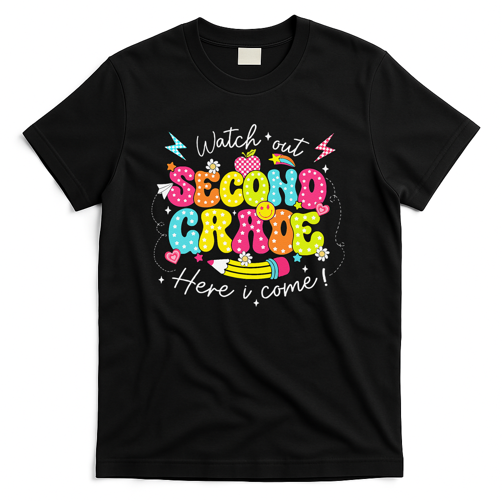 Back To School Watch Out Second Grade Here I Come Pencil T-Shirt - Black