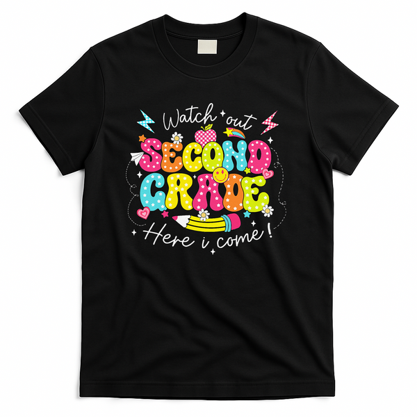 Back To School Watch Out Second Grade Here I Come Pencil T-Shirt - Black