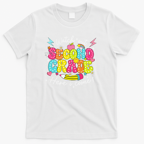 Back To School Watch Out Second Grade Here I Come Pencil T-Shirt - White