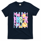 Back To School Colorful Pre K Checkered Teacher  T-Shirt - Navy Blue