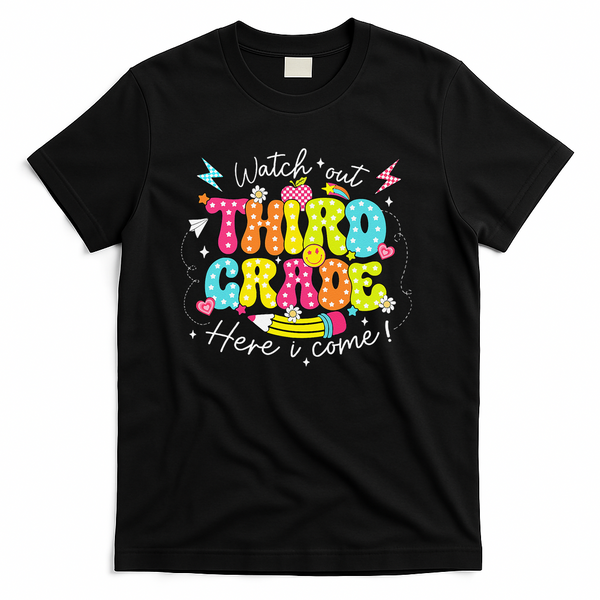 Back To School Watch Out Third Grade Here I Come Pencil T-Shirt - Black