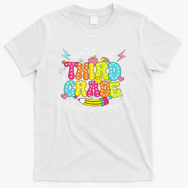 Back To School Watch Out Third Grade Here I Come Pencil T-Shirt - White