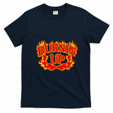 Burnin Up Flames Vintage Fire T-Shirt - Navy Blue