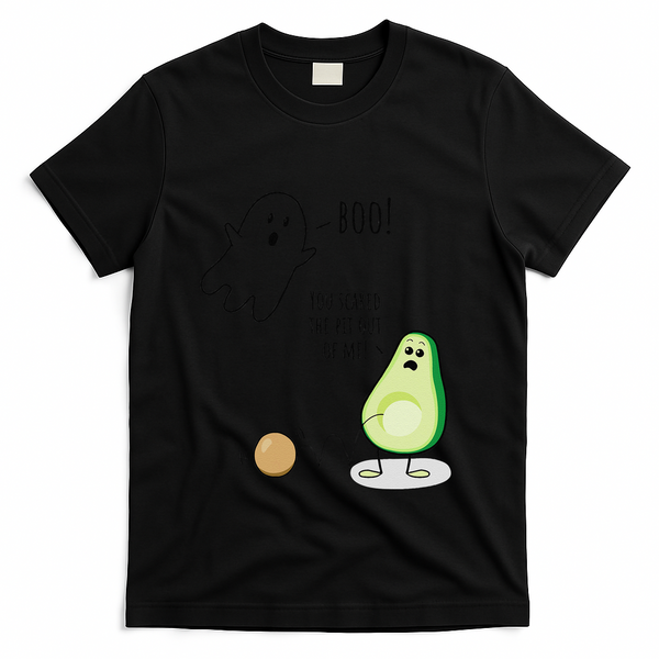 Boo You Scared The Pit Out Of Me Funny Ghost Avocado Gift T-Shirt - Black