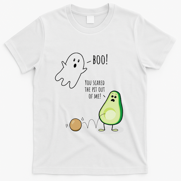 Boo You Scared The Pit Out Of Me Funny Ghost Avocado Gift T-Shirt - White