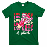 Cute 100 Days Of School Ribbon Bow T-Shirt - Green