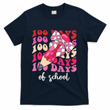 Cute 100 Days Of School Ribbon Bow T-Shirt - Navy