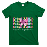 Cute 100 Days Of School Coquette Bow Pencil T-Shirt - Green