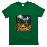 Camping Aliens Bigfoot UFO Campfire Adventure T-Shirt - Irish Green