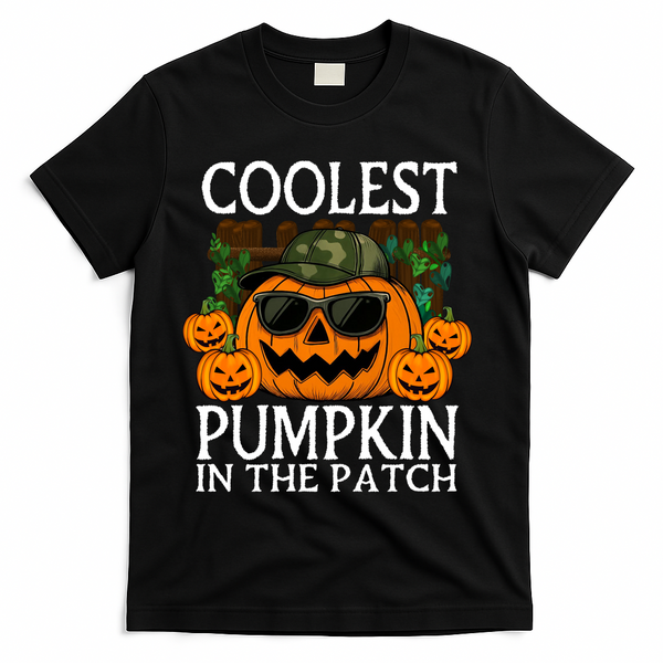 Cute And Funny Halloween Coolest Pumpkin In The Patch T-Shirt - Black