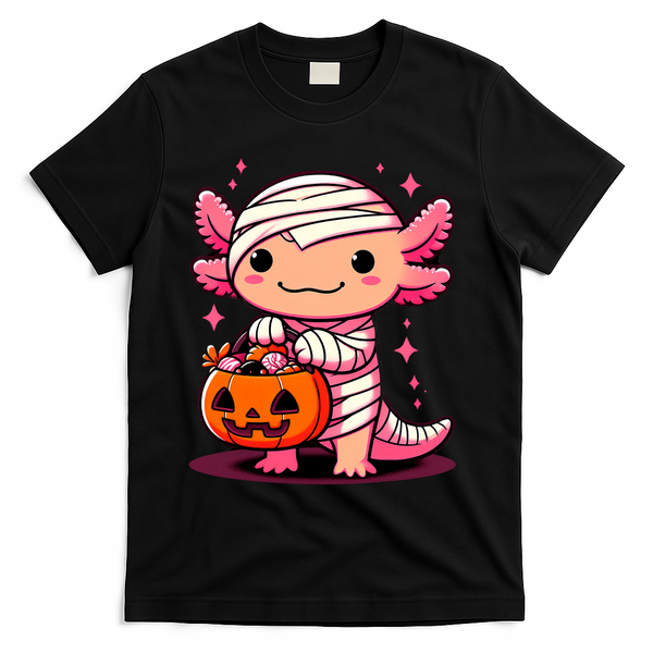 Cute Axolotl Halloween Costume T-Shirt - Black