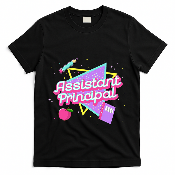 Cute Assistant Principal 80S 90S Back To School Gift T-Shirt - Black
