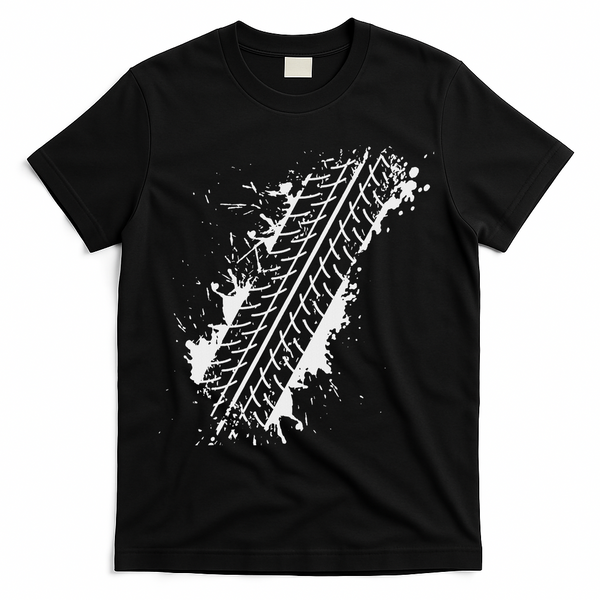 Car Automobile Tire Track Funny Halloween Costume Outfit T-Shirt - Black