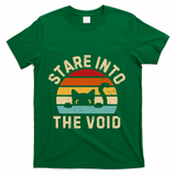 Cute Black Cat Stare Into The Void T-Shirt - Green