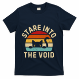 Cute Black Cat Stare Into The Void T-Shirt - Navy