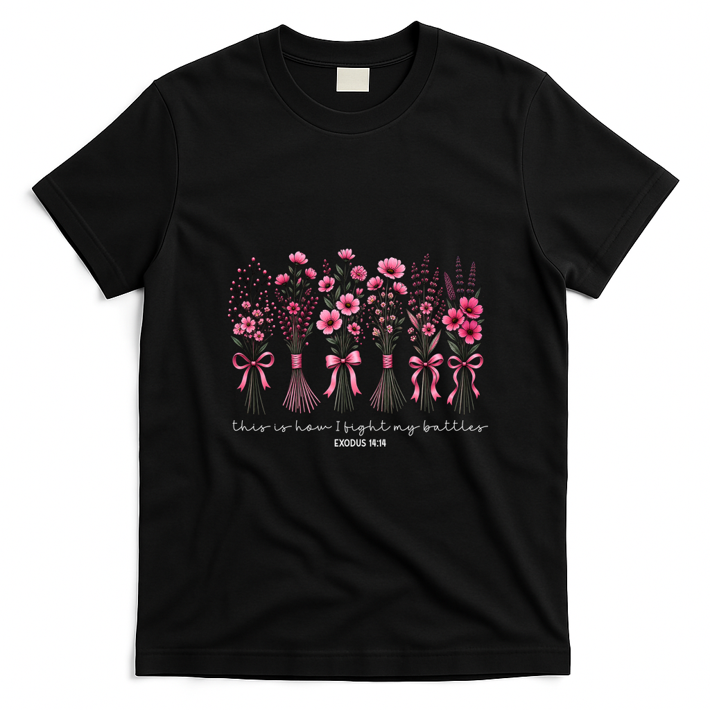 Christian Breast Cancer Awareness Quote T-Shirt - Black