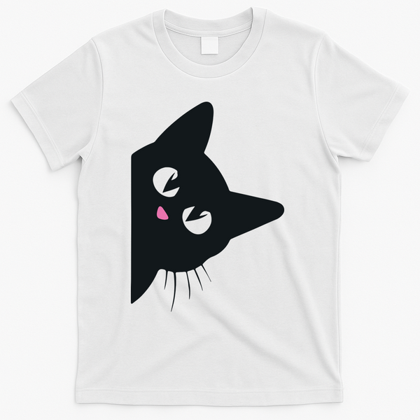 Cute Black Cat Halloween Costume Kitten Adult T-Shirt - White
