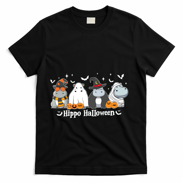 Cute Baby Hippo Moo Deng Fall T-Shirt - Black