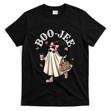 Cute Boo Jee Ghost Halloween Leopard Ghost Coffee Funny Gift T-Shirt - Black