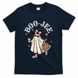 Cute Boo Jee Ghost Halloween Leopard Ghost Coffee Funny Gift T-Shirt - Navy