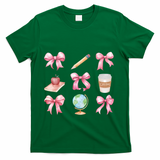 Coquette Bow Reading Teacher Life Back To School Gift T-Shirt - Green