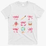 Coquette Bow Reading Teacher Life Back To School Gift T-Shirt - White