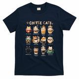 Coffee Cats Cute Cat Inspired Funny T-Shirt - Navy Blue