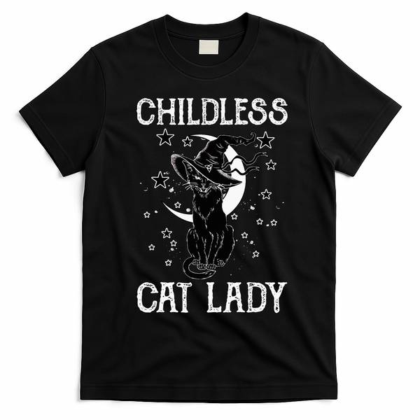 Childless Cat Lady Halloween Cat T-Shirt - Black