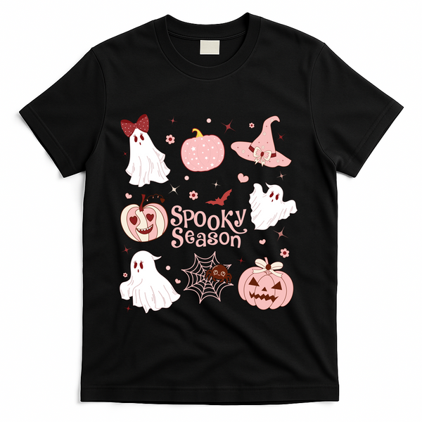 Cute Coquette Spooky Season T-Shirt - Black