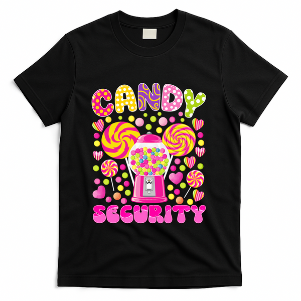Candy Costume Women Candy Crew Funny Candy Security T-Shirt - Black