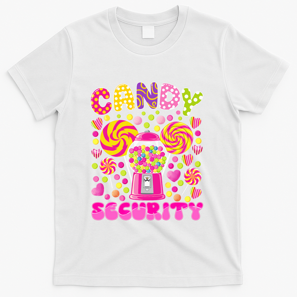 Candy Costume Women Candy Crew Funny Candy Security T-Shirt - White