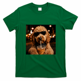 Cool Dog Sipping Iced Coffee with Sunglasses T-Shirt - Irish Green