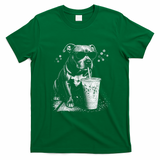 Cool Dog Sunglasses Drinking Ice Coffee Graphic T-Shirt - Irish Green