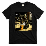 Cool French Bulldog Iced Coffee And Sunglasses T-Shirt - Black