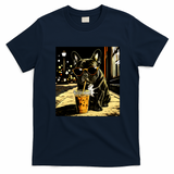 Cool French Bulldog Iced Coffee And Sunglasses T-Shirt - Navy Blue