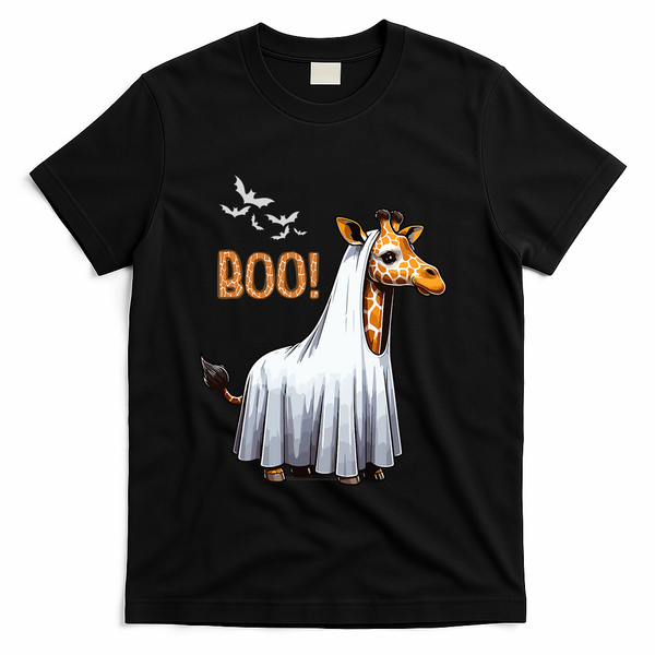 Cute Giraffe Boo Halloween Costume Zoo Lover T-Shirt - Black