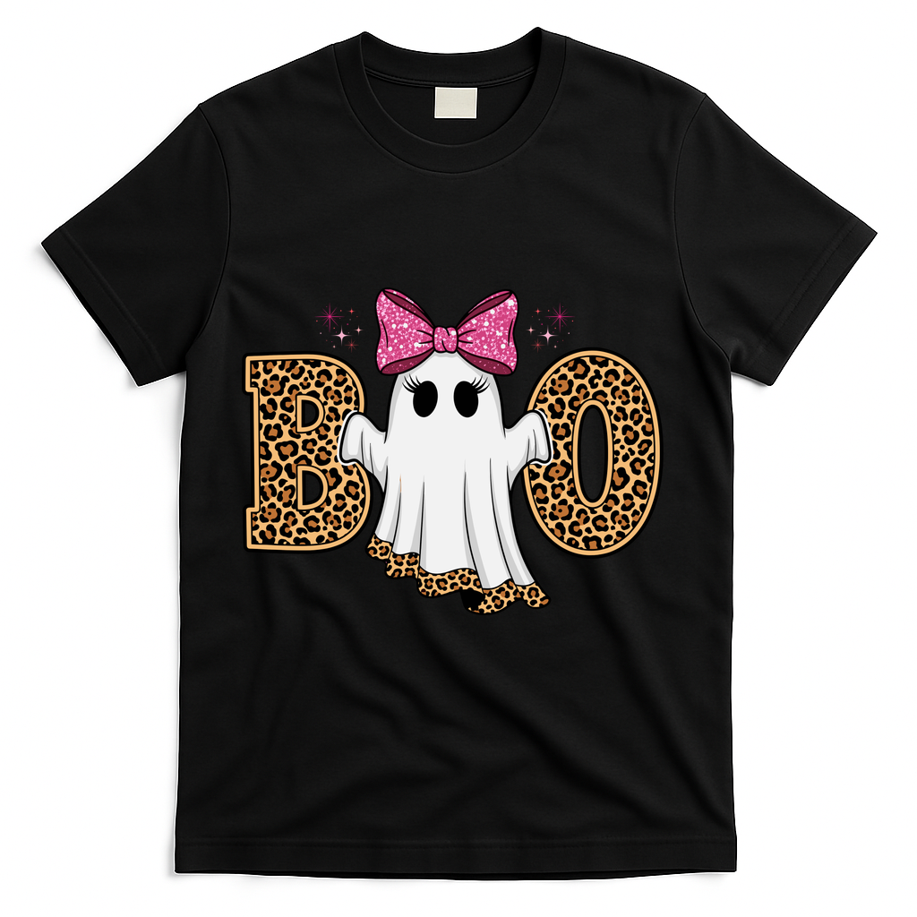 Cute Halloween Boo Ghost Vibes Spooky Season T-Shirt - Black