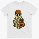 Camo Halloween Ghost Candy Hunter T-Shirt - White