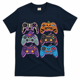 Cute Halloween Skeleton Zombie Gaming Control Gamer T-Shirt - Navy