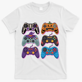 Cute Halloween Skeleton Zombie Gaming Control Gamer T-Shirt - White