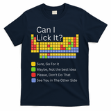 Can I Lick It Funny 100 Days Of School Periodic Table T-Shirt - Navy