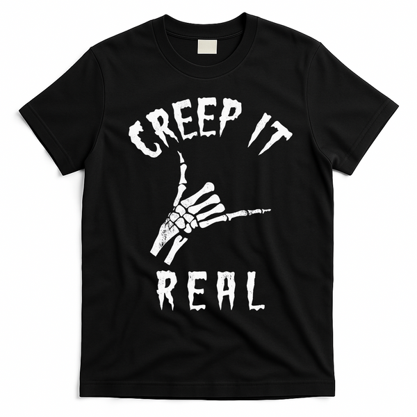 Creep It Real Skeleton Hand Shaka T-Shirt - Black