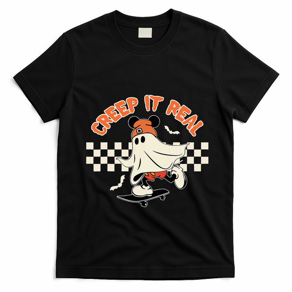 Creep It Real Spooky Ghost Mouse T-Shirt - Black