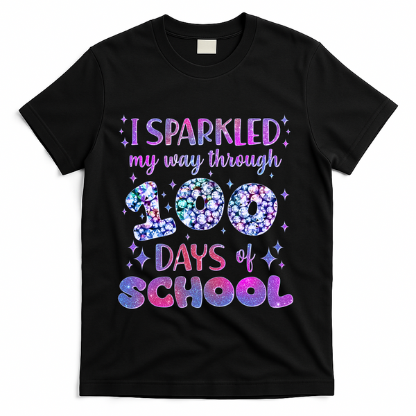 Cute I Sparkled My Way Through Days Of School T-Shirt - Black