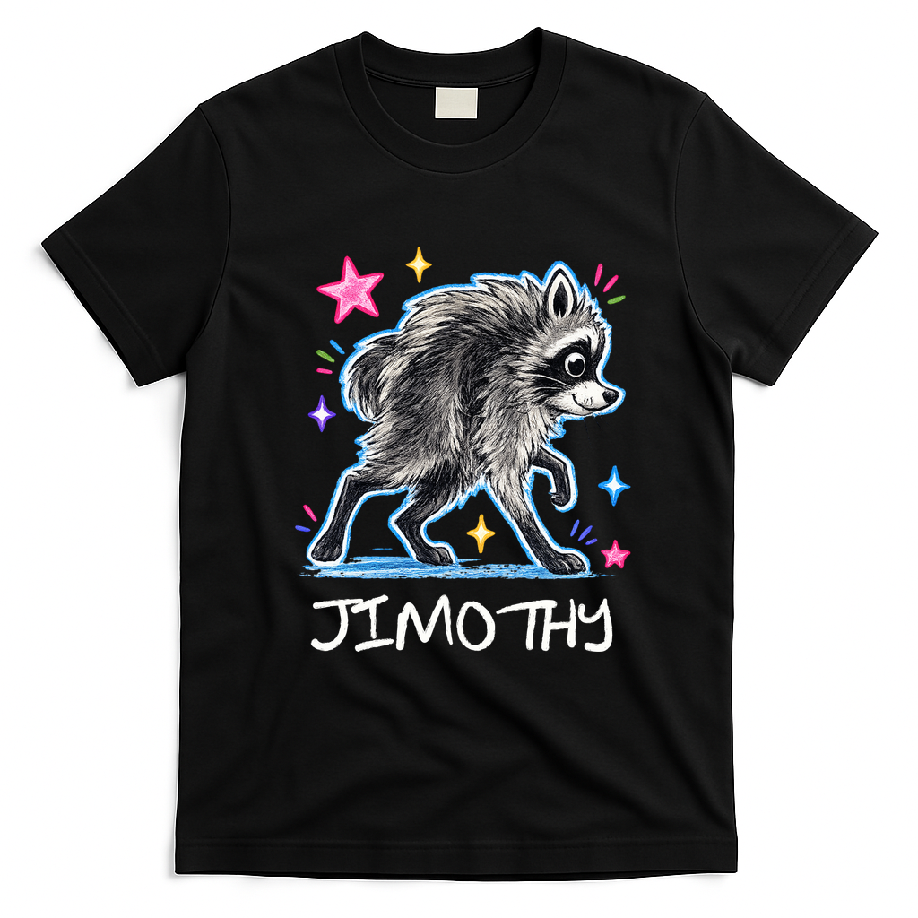 Cute Jimothy Raccoon Funny T-Shirt - Black