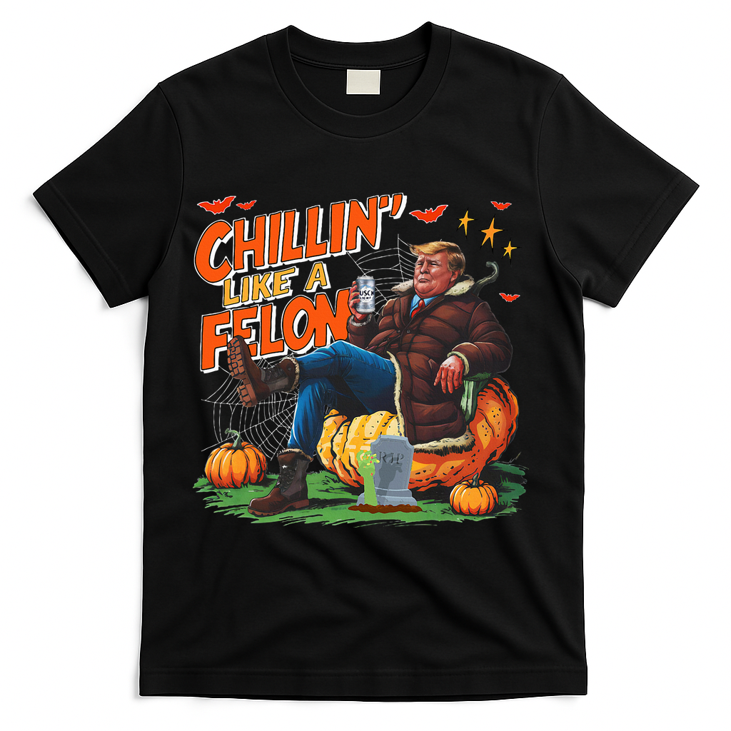 Chillin Like A Felon Donald Trump Buschlight Beer Halloween T-Shirt - Black