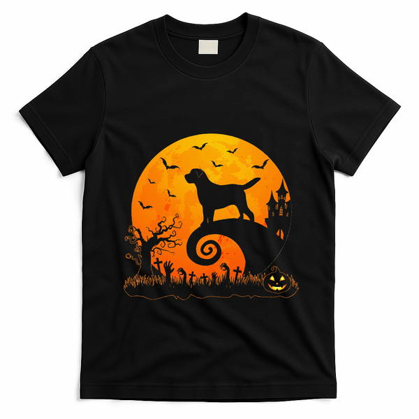 Chocolate Lab Dog Moon Halloween Dog Lover T-Shirt - Black