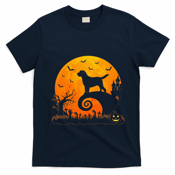 Chocolate Lab Dog Moon Halloween Dog Lover T-Shirt - Navy Blue