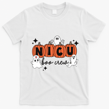 Cute Nicu Boo Crew Spooky Nurse Halloween Cute Ghost Pumpkin T-Shirt - White